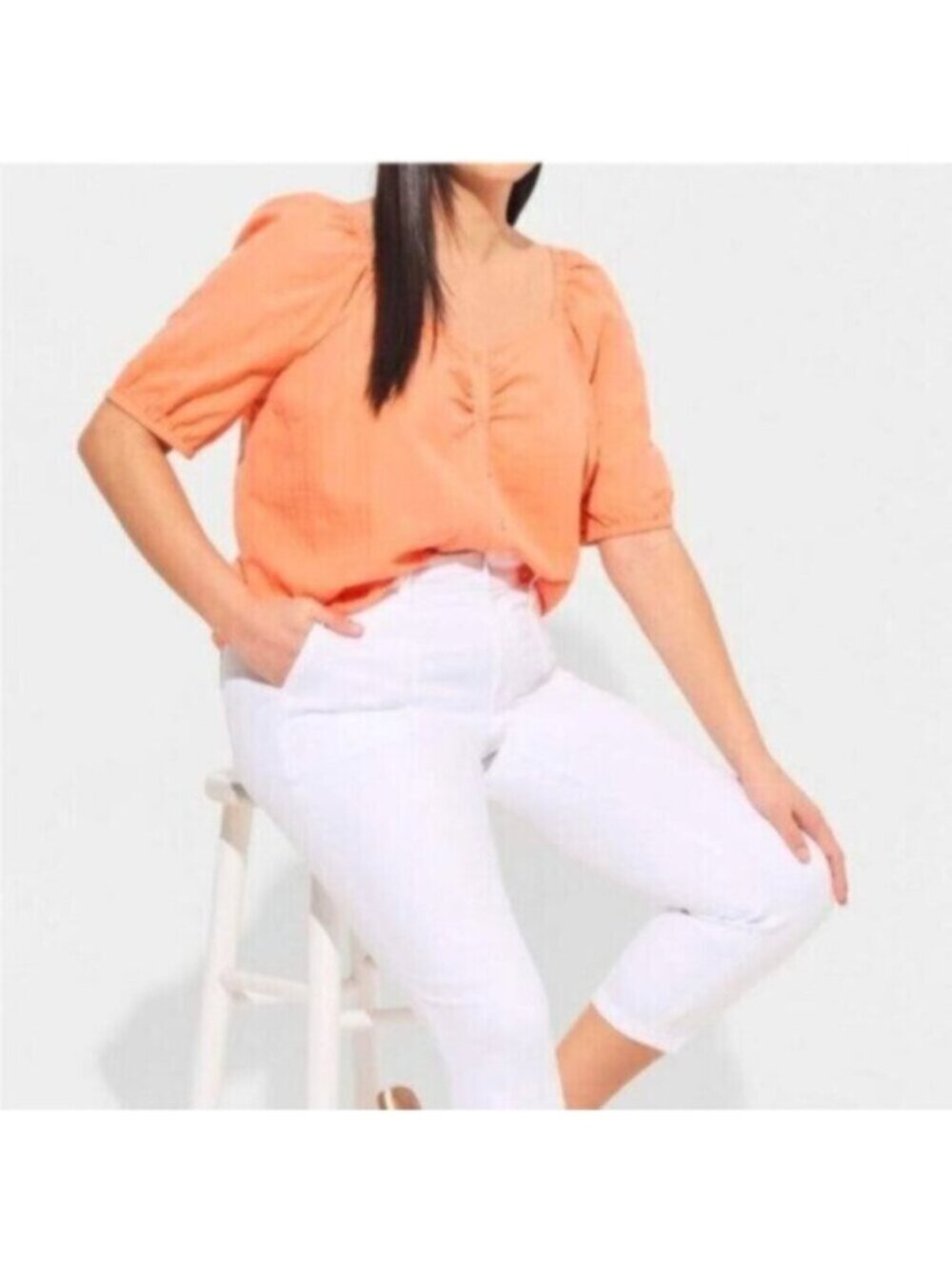 NWT TORRID Women's Orange Seersucker Button Front Crop Top Size 2 Plus